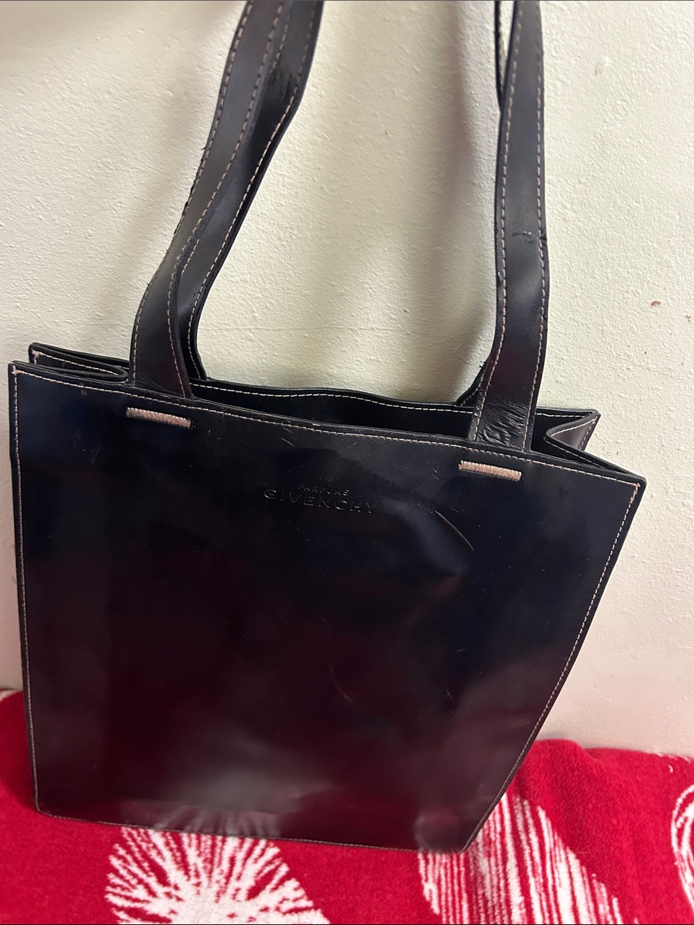 Givenchy Parfums Bag Black Patent Leather Tote with Top Handles